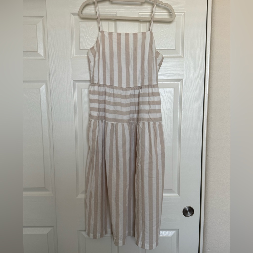 Universal Thread Beige and White Striped Dress